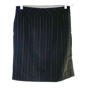 Vtg ESCADA Women Wool Pencil Pinstripe‎ Knee Length Skirt Sz M Black Career 54-9